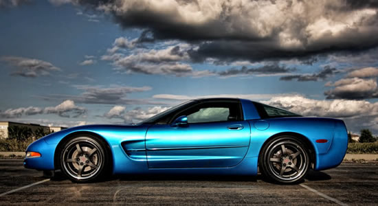 awesome sky, awesome Vette with C5 style wheels from OE Wheels