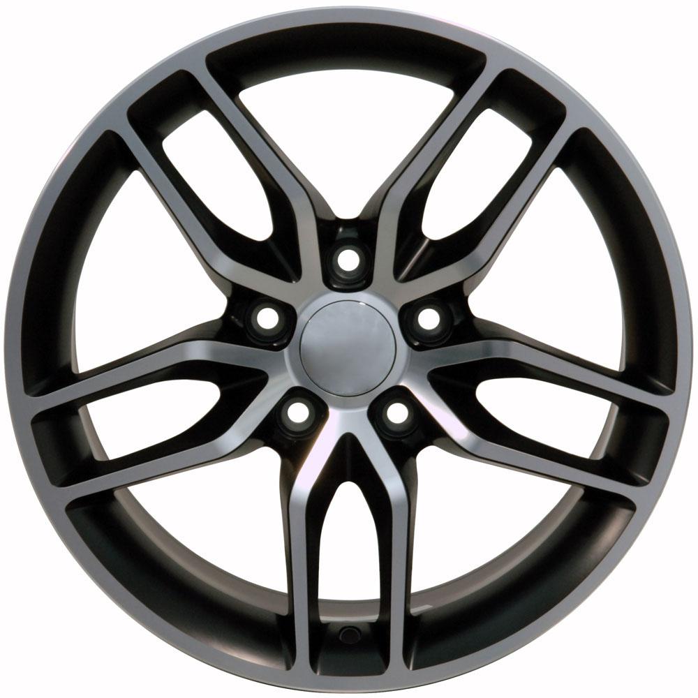 CV18 satin black machined Stingray style wheel for Corvette