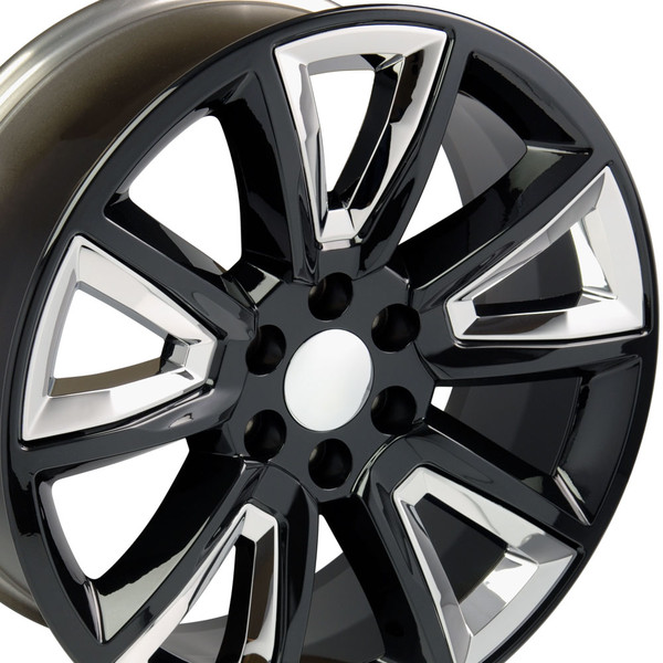 20 inch black rims with chrome inserts for Chevy Tahoe CV73-2p
