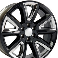 20 inch black rims with chrome inserts for Chevy Tahoe CV73-2p