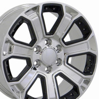 Black insert chrome Chevy truck wheels (Silverado style) 22x9