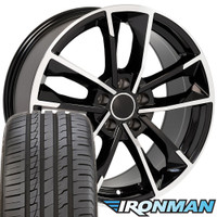 RS7 style wheel and tire package for Audi A5 machined black