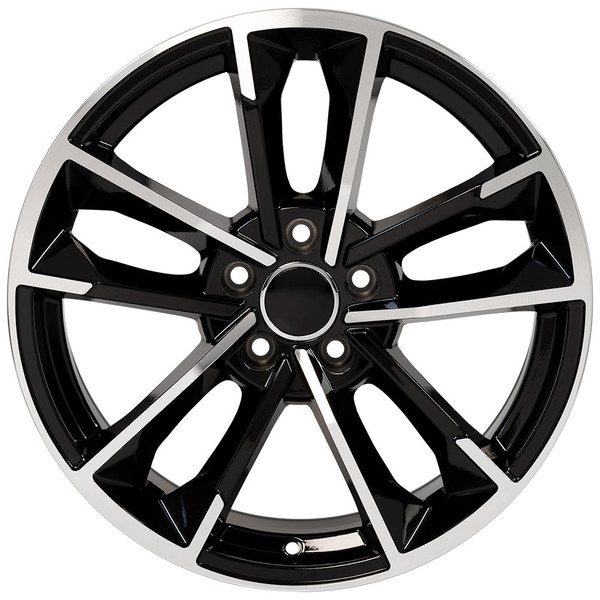 RS7 style wheel and tire package for Audi A4 machined black