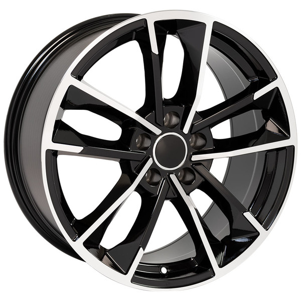 RS7 style wheel and tire package for Audi A6 machined black