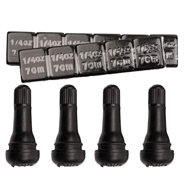 blackout package with black weights and black rubber valve stems