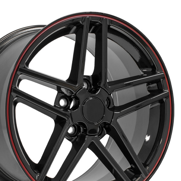 C6 Z06 Corvette Wheel Black with red srtipe