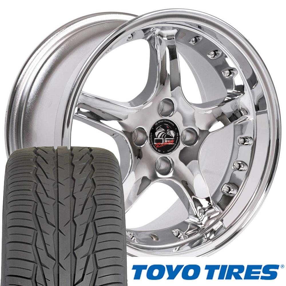 FR04A Rims and Tires For Mustang Cobra R Chrome Wheels Toyo Extensa 17x8  Rivet
